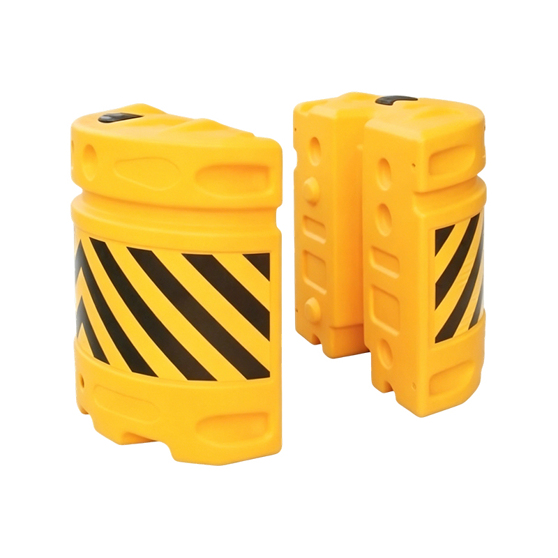 กระบอกป้องกันการกระแทกจราจร HDPE แบบรวมโมดูลาร์พร้อมแผ่นสะท้อนแสง