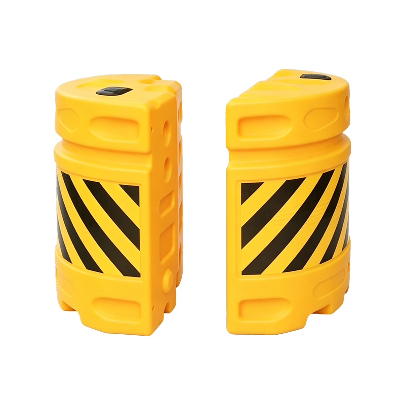 กระบอกป้องกันการกระแทกจราจร HDPE แบบรวมโมดูลาร์พร้อมแผ่นสะท้อนแสง