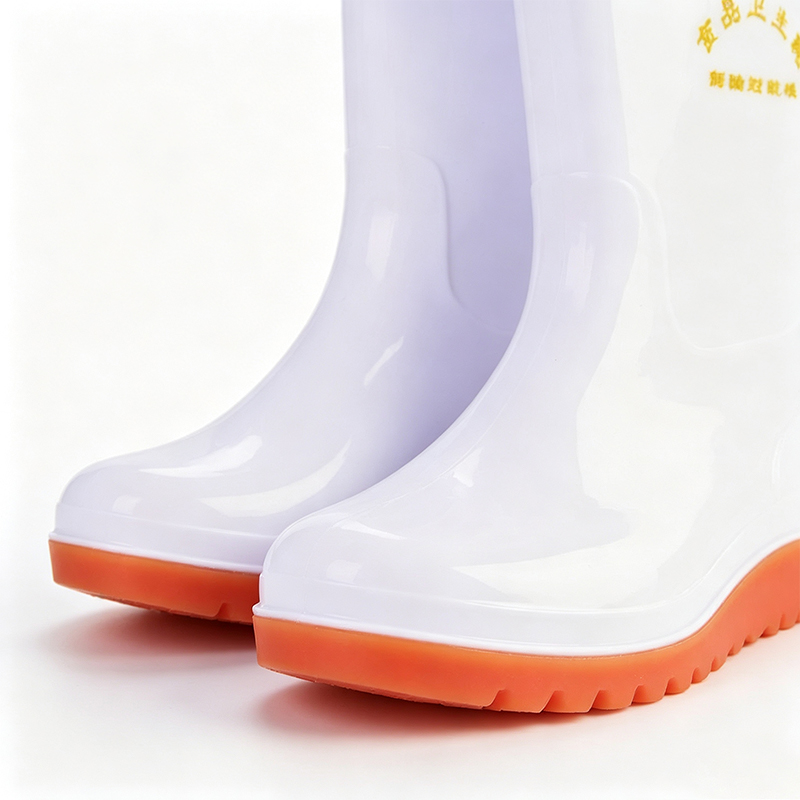 รองเท้าบูทกันฝน PVC สีขาวเกรดอาหาร